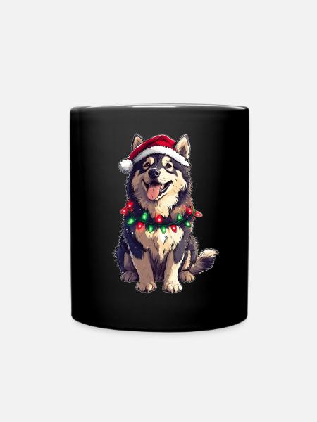 Niedlicher Alaskan Malamute Hund Weihnachtsmütze X - Tasse einfarbig - Schwarz