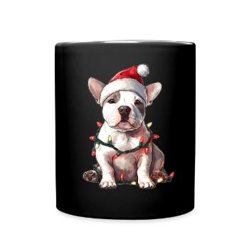 Mignon American Bull Terrier Chien Tasse de Noël - Mug uni - noir - Devant