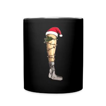 Beinprothese Amputierter Amputierter Weihnachtshut - Tasse einfarbig - Schwarz - Vorne