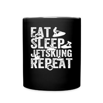 Funny Jetski Racing - Eat Sleep Jet skiing Repeat - Tasse einfarbig - Schwarz - Vorne
