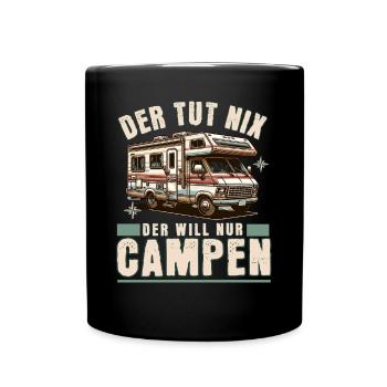 Camping Campen Camper - Tasse einfarbig - Schwarz - Vorne