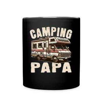 Camping Papa - Tasse einfarbig - Schwarz - Vorne