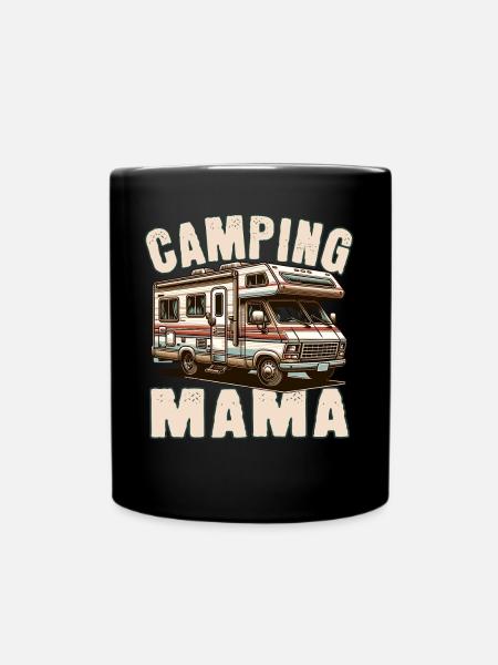 Camping Mama - Tasse einfarbig - Schwarz