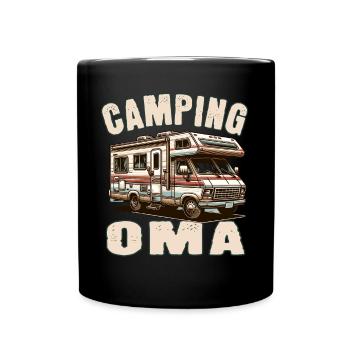 Camping Oma - Tasse einfarbig - Schwarz - Vorne