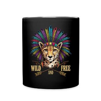 Conception de plumes tribales de guépard sauvage et libre - Mug uni - noir - Devant