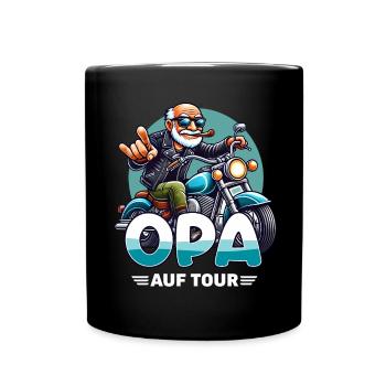 Cooler Opa Auf Tour Motorrad Biker Großvater - Tasse einfarbig - Schwarz - Vorne