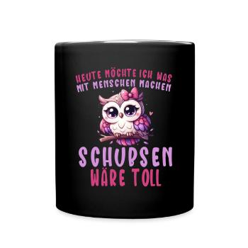 Today I want to push people owl - Full Colour Mug - black - Front