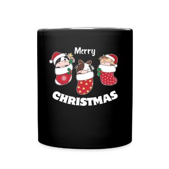 Cute cows in Christmas sock for Christmas cow - Full Colour Mug - black - Front
