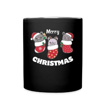 Rhinocéros mignons en chaussette de Noël pour Noël - Mug uni - noir - Devant