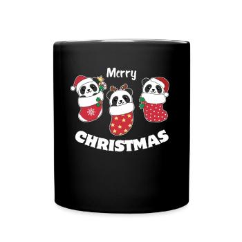 Panda mignon en chaussette de Noël pour panda de Noël - Mug uni - noir - Devant
