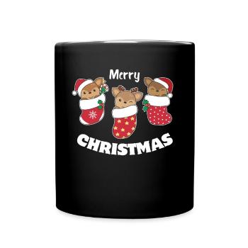Cerf mignon en chaussette de Noël pour cerf de Noël - Mug uni - noir - Devant
