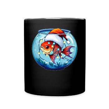 Poisson rouge aquarium Aquarist Chapeau de Noël Noël - Mug uni - noir - Devant