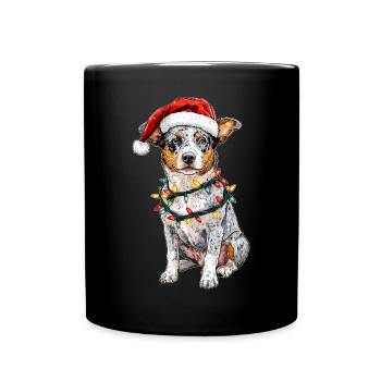 Niedlicher Australian Cattle Dog Weihnachtshut Xma - Tasse einfarbig - Schwarz - Vorne