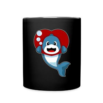 Dolphin Heart - Full Colour Mug - black - Front