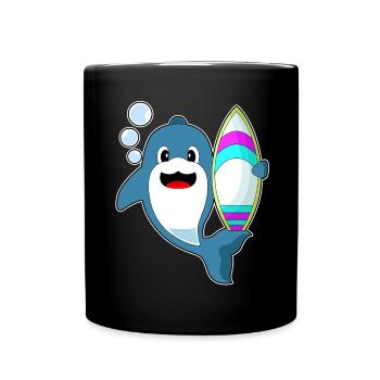 Été de surf sur planche de surf Dolphin - Mug uni - noir - Devant