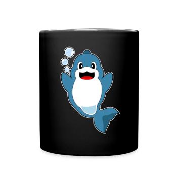 Delfin Wasserblasen - Tasse einfarbig - Schwarz - Vorne
