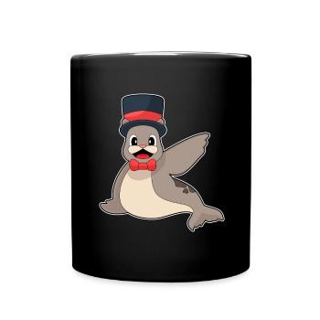 Phoque marié chapeau haut de forme mariage - Mug uni - noir - Devant