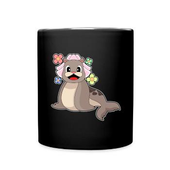 Seal Bridal Veil Wedding - Full Colour Mug - black - Front