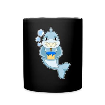 Gâteau d’anniversaire de requin - Mug uni - noir - Devant