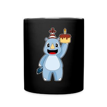 Gâteau d’anniversaire rhinocéros - Mug uni - noir - Devant