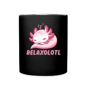 Relaxolotl Axolotl Late Riser Sleeping Chilling - Full Colour Mug - black - Front