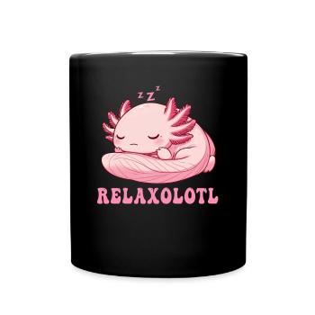 Relaxolotl Axolotl Late Riser Sleeping Chilling - Full Colour Mug - black - Front