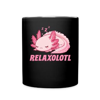 Relaxolotl Axolotl Late Riser Sleeping Chilling - Full Colour Mug - black - Front