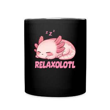 Relaxolotl Axolotl Late Riser Sleeping Chilling - Full Colour Mug - black - Front