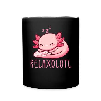 Relaxolotl Axolotl Late Riser Sleeping Chilling - Full Colour Mug - black - Front