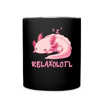 Relaxolotl Axolotl Late Riser Sleeping Chilling - Full Colour Mug - black - Front
