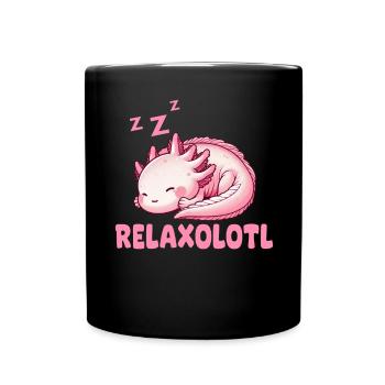 Relaxolotl Axolotl Late Riser Sleeping Chilling - Full Colour Mug - black - Front