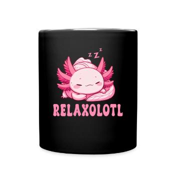 Relaxolotl Axolotl Late Riser Sleeping Chilling - Full Colour Mug - black - Front