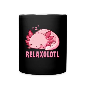Relaxolotl Axolotl Late Riser Sleeping Chilling - Full Colour Mug - black - Front