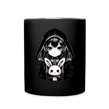 Goth Bunny Anime Girl Kawaii Gothic Creepy - Full Colour Mug - black - Front