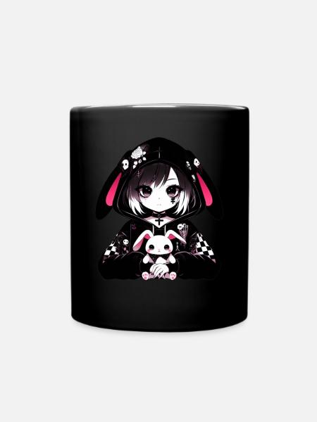 Goth Bunny Anime Girl Kawaii Gothic Gruselige - Tasse einfarbig - Schwarz