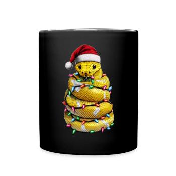 Kugelpython Schlange Weihnachtsmütze Xmas - Tasse einfarbig - Schwarz - Vorne