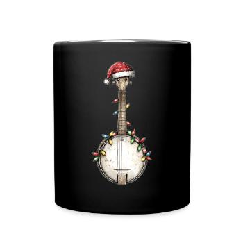 Banjo Player Banjo Player Santa Hat Xmas - Full Colour Mug - black - Front