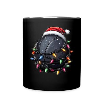 Schwarzer Basketball Weihnachtsmütze Xmas - Tasse einfarbig - Schwarz - Vorne