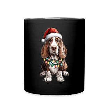 Basset Hound Chien Père Noël Noël - Mug uni - noir - Devant