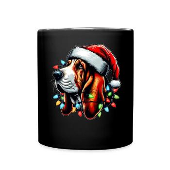 Basset Hound Chien Père Noël Noël - Mug uni - noir - Devant
