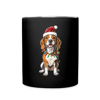 Beagle chien chapeau de Noël Noël - Mug uni - noir - Devant