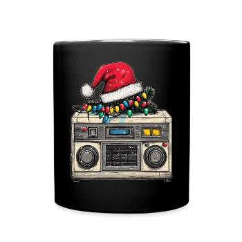 Boîte à Musique Père Noël Chapeau Noël - Mug uni - noir - Devant