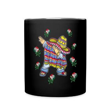 Mexiko Mexico Mexikaner Geschenk Flagge Fußball - Tasse einfarbig - Schwarz - Vorne