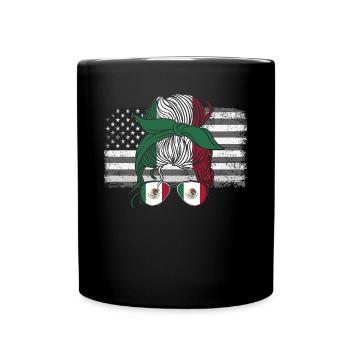 Mexiko Mexico Mexikaner Geschenk Flagge Fußball - Tasse einfarbig - Schwarz - Vorne