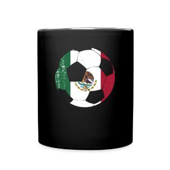 Mexiko Mexico Mexikaner Geschenk Flagge Fußball - Tasse einfarbig - Schwarz - Vorne