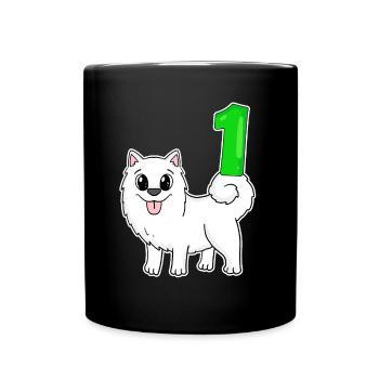Number 1 Number One - Samoyed Dog Motif - Full Colour Mug - black - Front