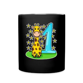 Number 1 Number One - Giraffe Motif - Full Colour Mug - black - Front