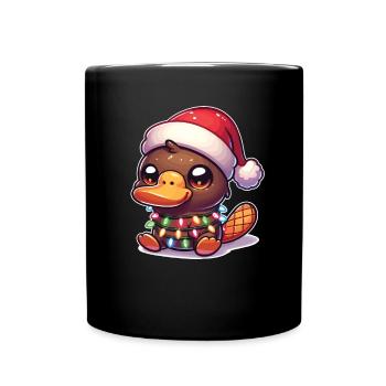 Weihnachtsmütze Weihnachten Lichterkette - Tasse einfarbig - Schwarz - Vorne