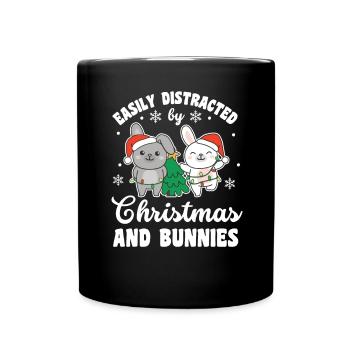 Facilement distrait par Noël et les lapins - Mug uni - noir - Devant