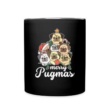 Merry Pugma's Pug Christmas Pug - Full Colour Mug - black - Front